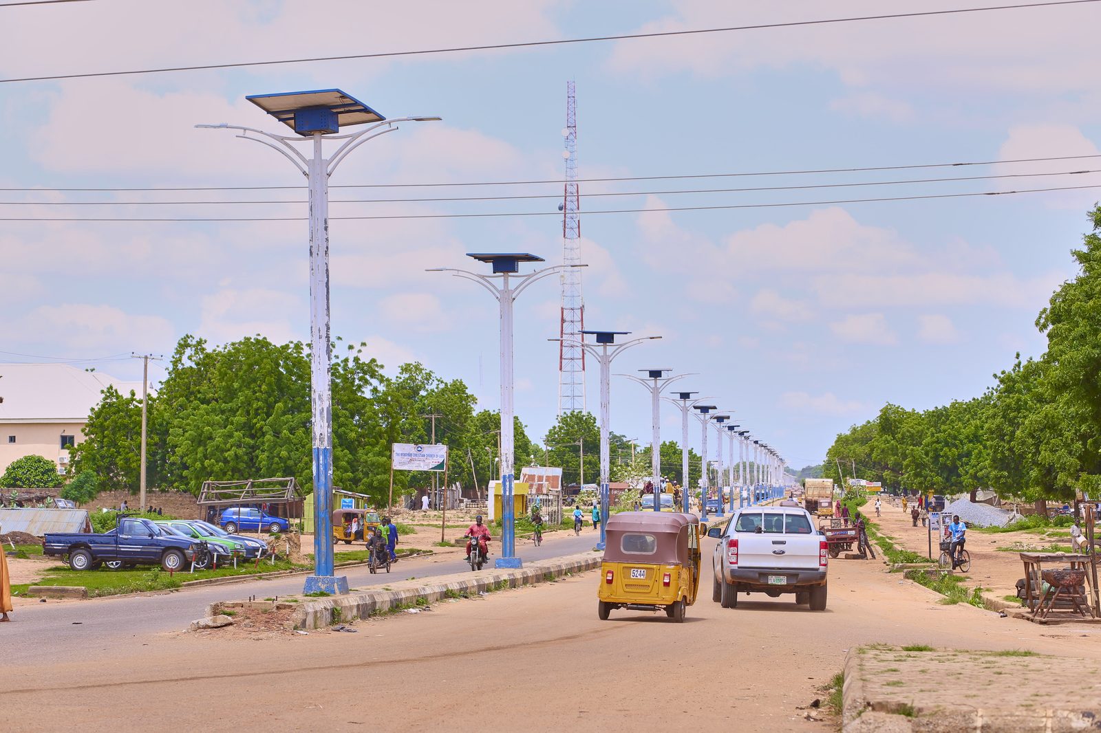 A street in Potiskum, Yobe State — everyday life in the town where Shago Express began